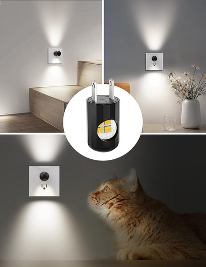 TSEXES Plug-in LED Night Lights,Dusk to Dawn Sensor,2700K,Bedroom, Hallway, Bedroom,Kitchen, Stairways, Non-Dimmable,6 Pack