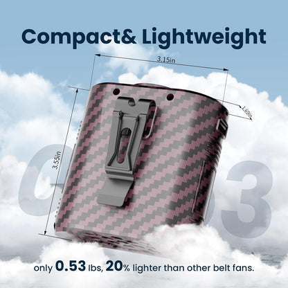 Waist Fan - 3-Speed Clip-On Fan, 16000RPM, 10000mAh Rechargeable Battery, LED SOS Light - Portable Cooling for Outdoor & Work