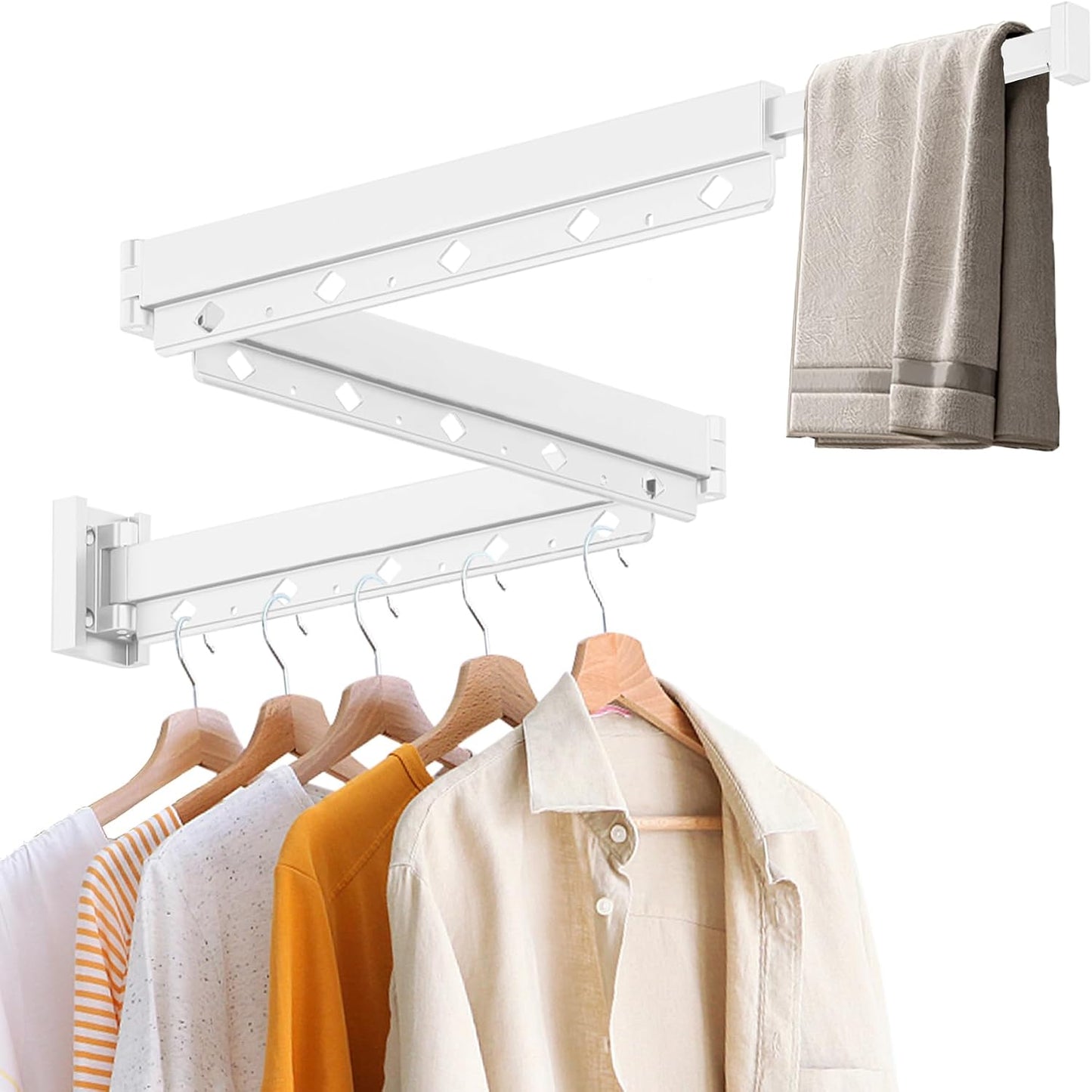 Wall Mounted Clothes Hanger Drying Folding Racks | Full 180° horizontal & vertical pivot