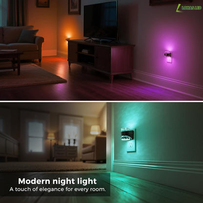 L LOHAS LED Night Light, Bubble Night Lights Plug into Wall,2 Pack 3000K/4000k/5000K Adjustable Color Temperature Night Light,Dimmable Nightlights with Dusk to Dawn Sensor for Rooms Bathroom Hallway