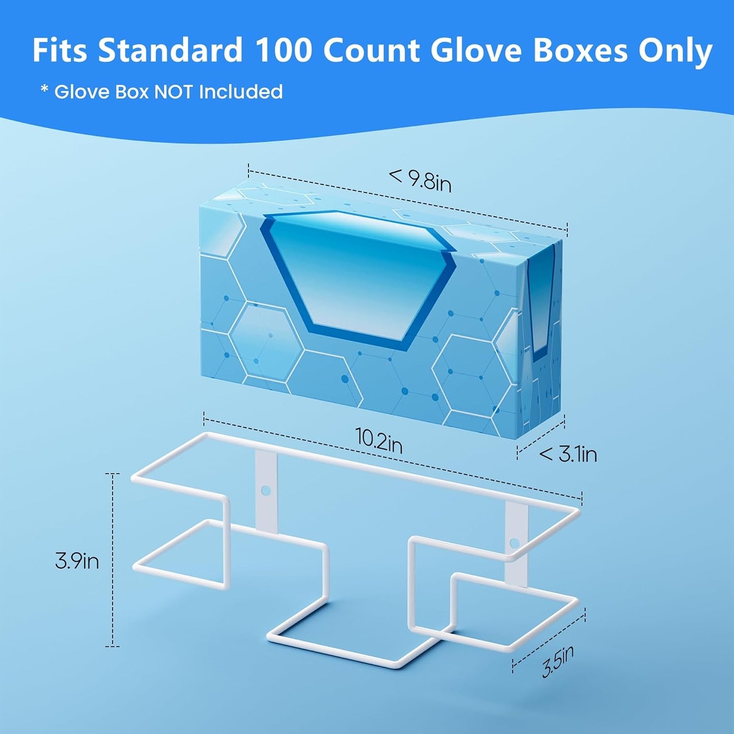 THYGIFTREE Glove Box Holder Wall Mount, Metal Dispenser Rack for Standard 100 Count Disposable Nitrile, Latex & Vinyl Glove Boxes, for Kitchen, Bathroom, Garage, White