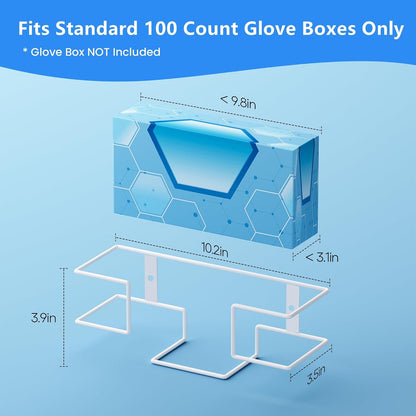 THYGIFTREE Glove Box Holder Wall Mount, Metal Dispenser Rack for Standard 100 Count Disposable Nitrile, Latex & Vinyl Glove Boxes, for Kitchen, Bathroom, Garage, White