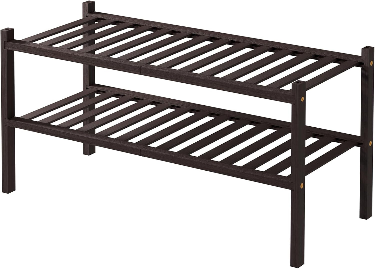 ROMGUAR CRAFT 3 Tier Bamboo Shoe Rack for Closet Free Standing Wood Shoe Shelf Storage Organizer for Entryway Small Space Stackable 27"x11"x20" (Natural)