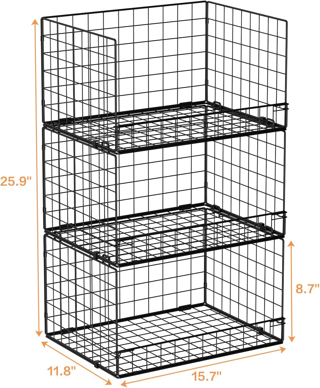 Yociyoga 4-Tier Stackable Closet Organizers and Storage Shelves, Foldable Closet Shelf Organizer, Black(Patent Protection)(Patent No. 30022416)