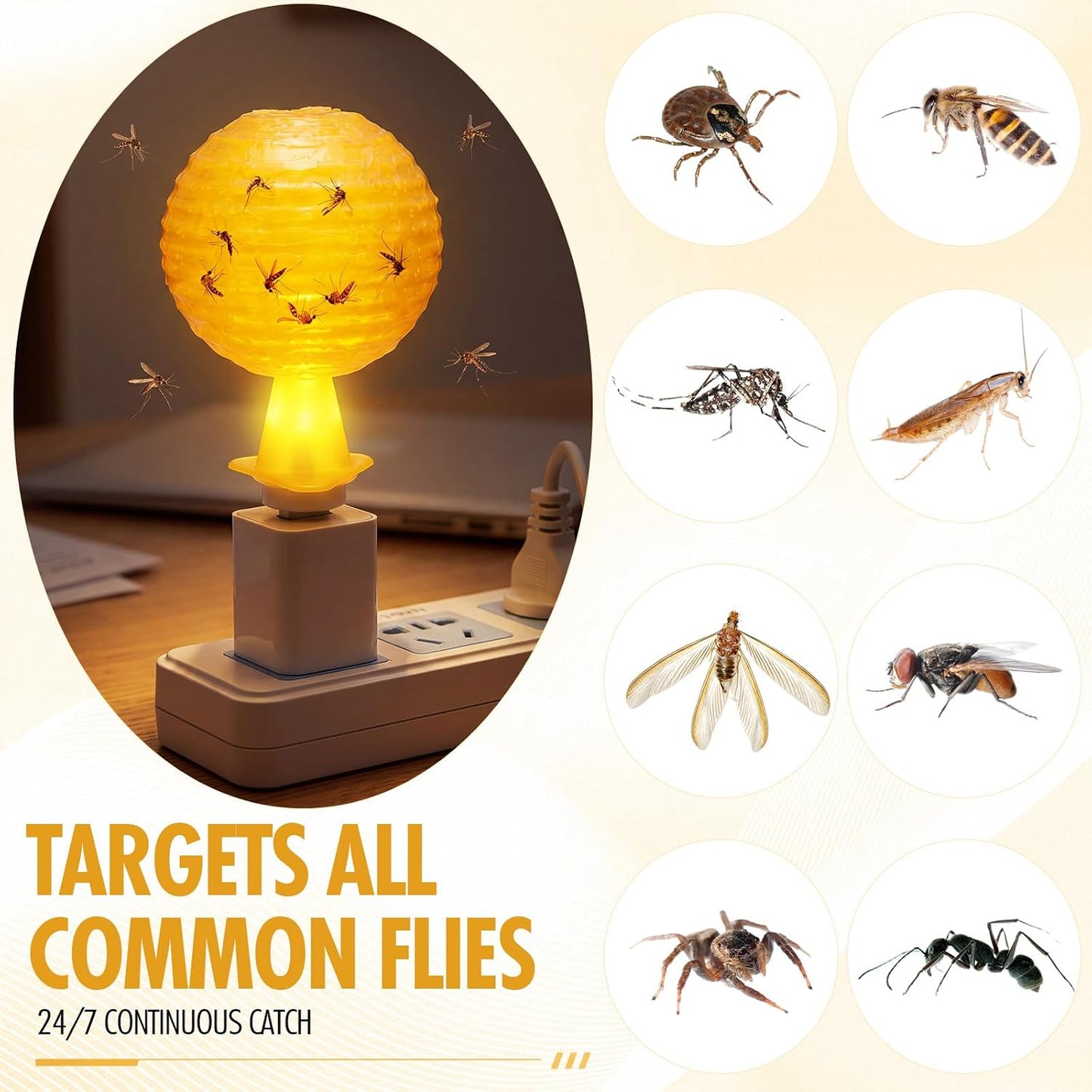 12 Pcs Yellow Sticky Fly Trap Balls Indoor with Light Fruit Fly Gnat Killer 360° Sticky Glue Ball for Indoor Outdoor Plants Gnat Catching, Kitchen, House Plants, Bathroom, Drain