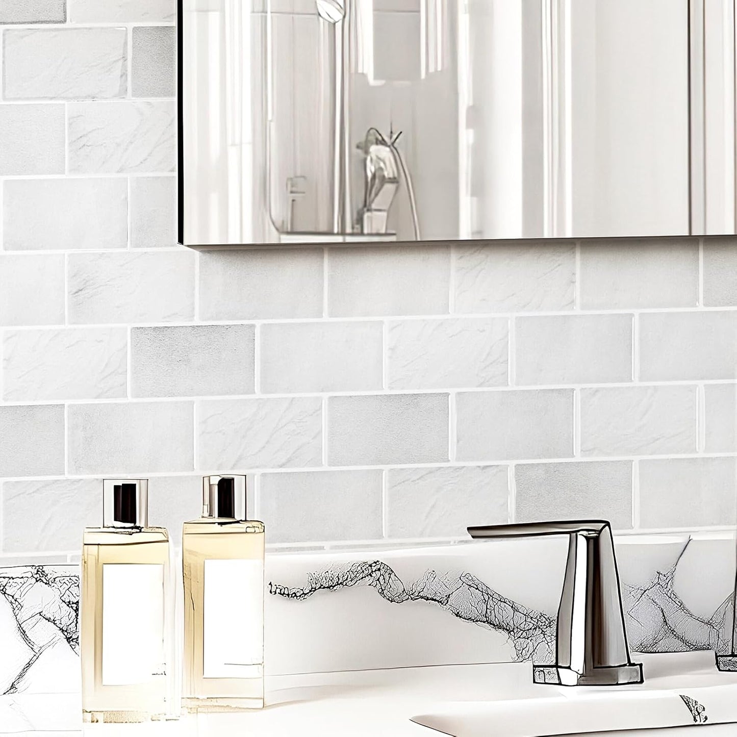 Art3d Peel and Stick Backsplash for Kitchen White Subway (10 Tiles, Thicker Design)