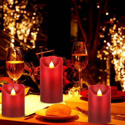 Flameless Flickering LED Battery Candles :Set of 3 Ivory Real Wax Pillar Operated Fake Faux Lights with Remote Control and Timer Function Flicker Candle for Decoration Christmas Votive Garden Outdoor