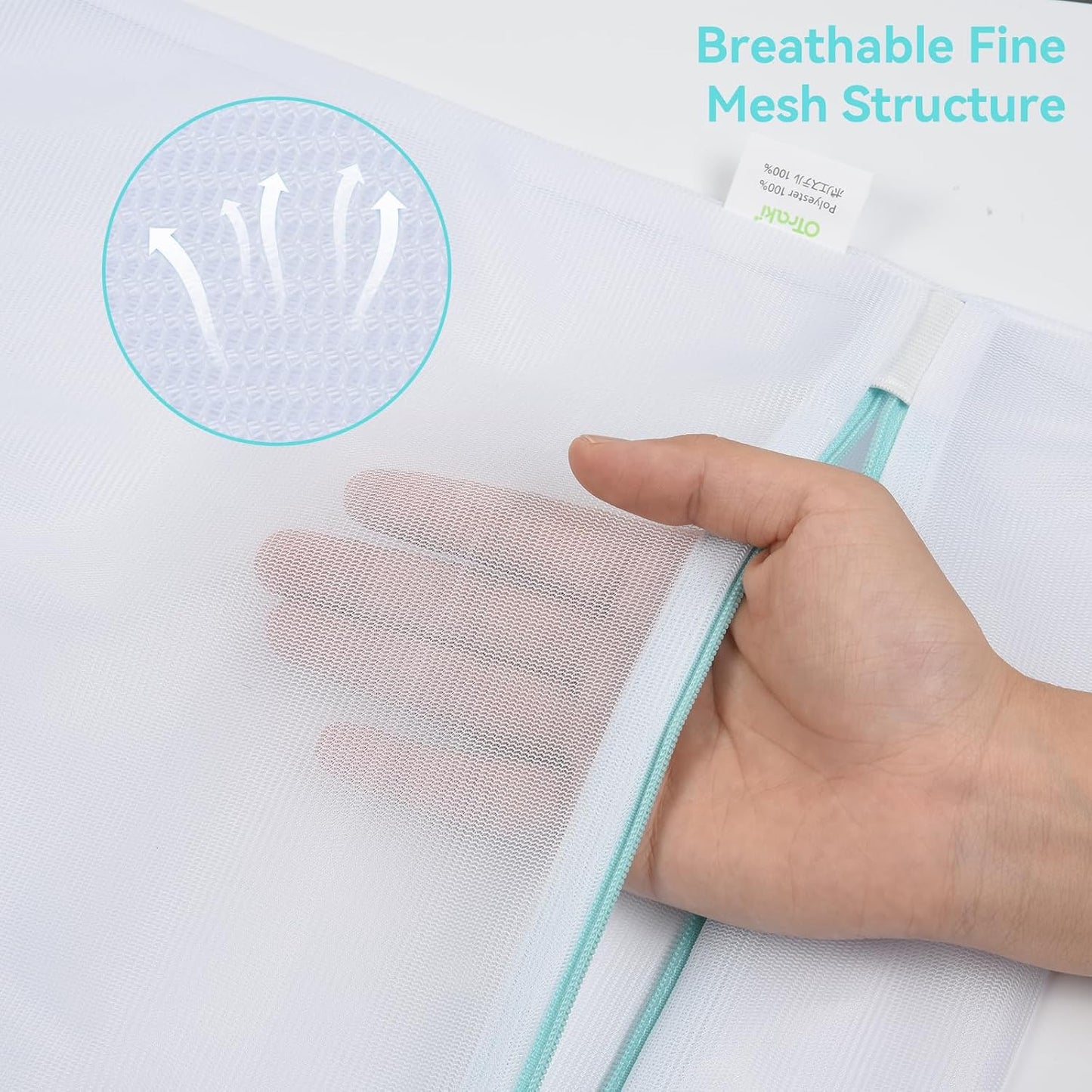 OTraki Large Mesh Laundry Bags 28x35 inch Zipper Mesh Lingerie Bags for Washing Delicates Net Laundry Mesh Bag Machine Washable for Dorm Hotel Camp Don't Drying, Melting 140-176℉, White