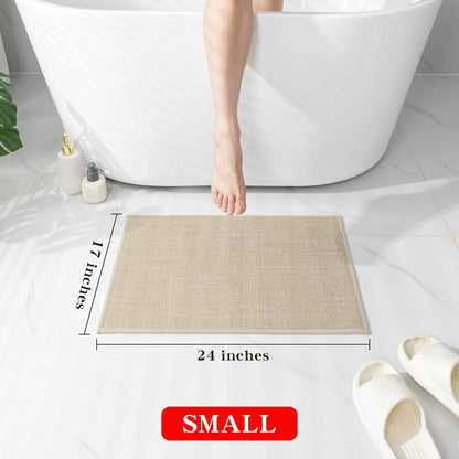 chakme Bathroom Rugs Mat 24x17, Ultra Thin Non Slip Bath Mat Small Quick Dry Absorbent Bath Mat for Bathroom Floor, (Dark Beige, 24"x17")