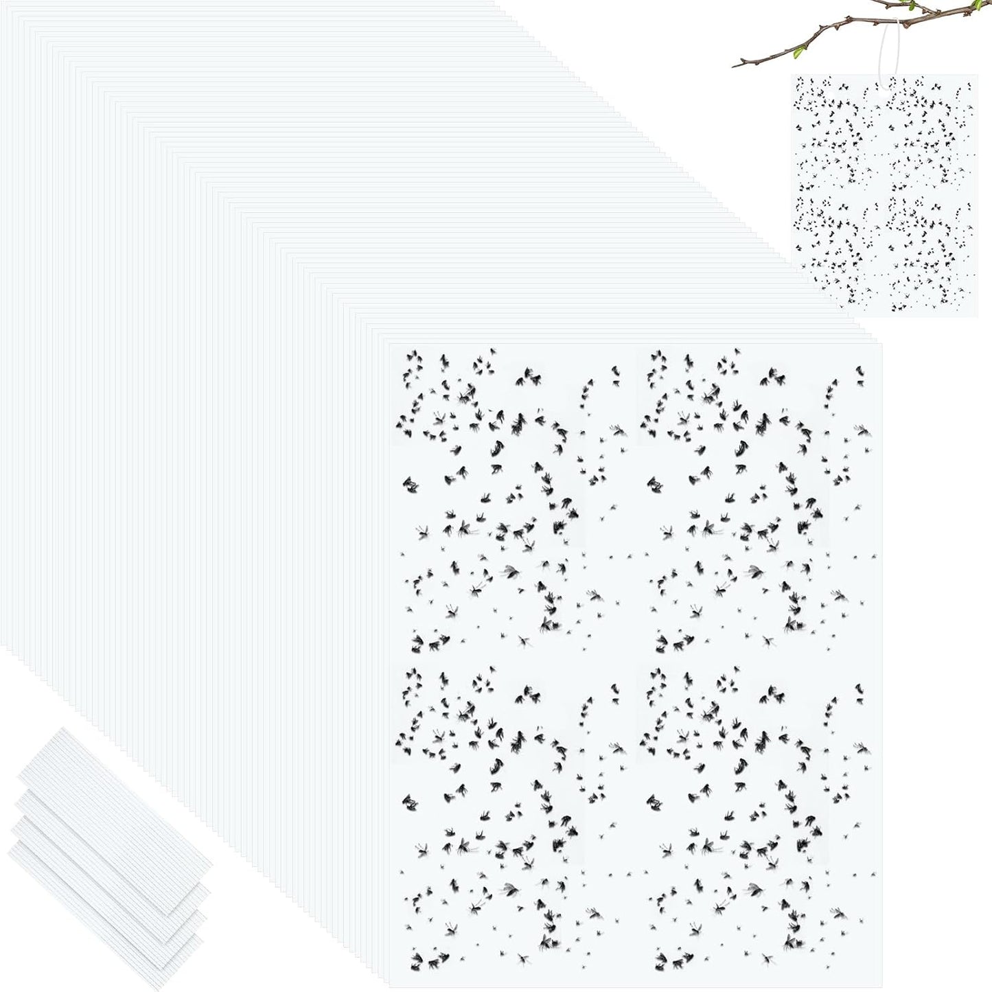 Qualirey 150 Pcs 6x8 Inch Yellow Sticky Traps for Gnats, Dual-Sided Sticky Gnat Traps for Indoor Outdoor Plants, Pest Control for Fungus Gnats, Fruit Flies, Whiteflies – Bulk Pack with Twist Ties