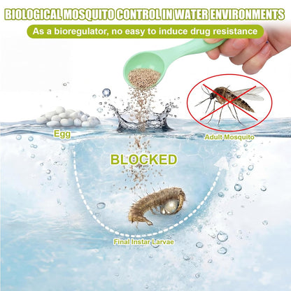 Biological Mosquito Control Pouches Dissolves in Water with Measuring Spoon Treats Up to 18744 Gallon 4.25% S-Methoprene IGR Larvae Won't Harm Fish Birds EPA Certified Rain Bath Pool 142g