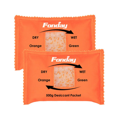 500g x 2 packs Fonday Rechargeable Silica Gel Car Dehumidifier Fast Reactivate Desiccant Bags, Large for Gun Safe Closet Basement Garage Storage Moisture Absorber