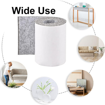 Felt Furniture Pads, 3 Rolls Furniture Felt Pads Hardwood Floor Wall Protectors Non Slip Self Adhesive Cuttable Black Strip Tape Floor Protectors for Table Chair Bed Sofa Legs