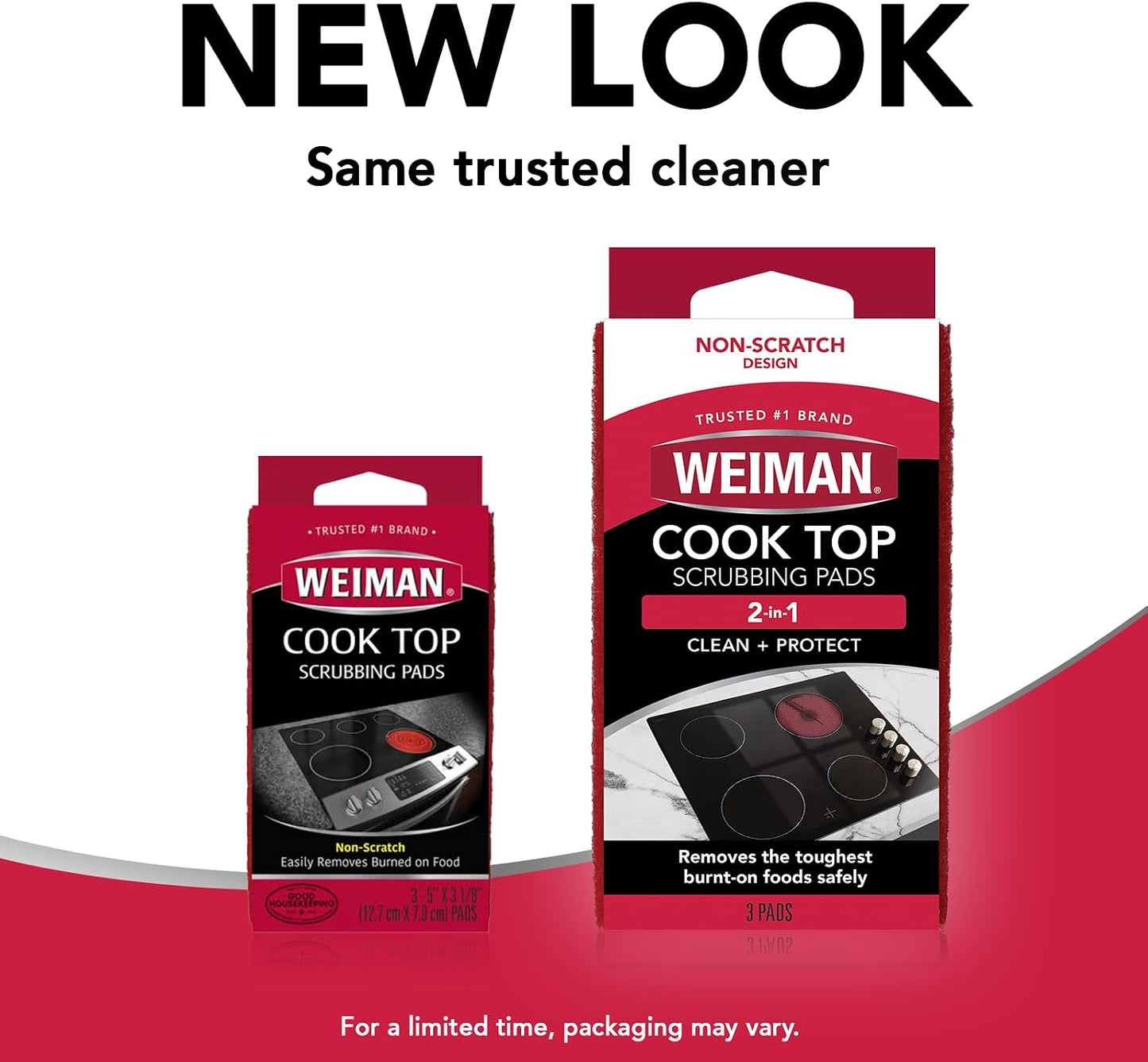 Weiman Cooktop Scrubbing Pads, 3 Count Scratch-Free Cleaning Pads for Cermaic, Glass Cooktop Surfaces, Removes Tough Burned-On Food & Residue