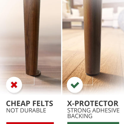 X-Protector Premium Felt Furniture Pads - 20 PCS 6 x 1/2" - Black Rectangular Pads with Tenacious Adhesive - Protects Hardwood, Laminate & Tile Floors