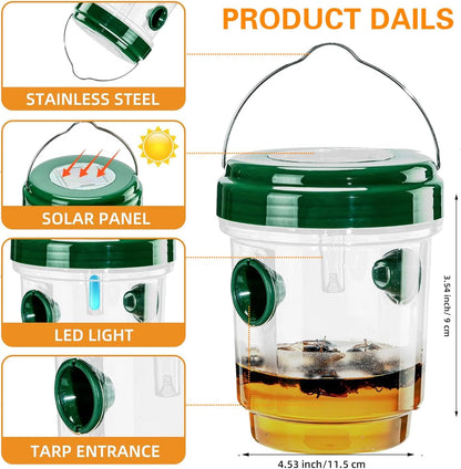 2026 New 3 Pack Wasp Traps Outdoor Hanging with LED Light,Reusable Yellow Jacket Traps with LED Light - Effective Carpenter Bee Catcher & Hornet Traps
