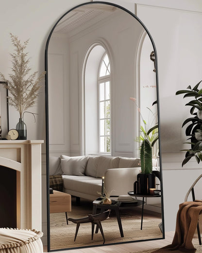 Antok 58" x19” Arched Full Length Floor Mirror, Gold Aluminum Frame, Free Standing/Wall Mount/Leaning for Bedroom, Living Room, Dressing Room