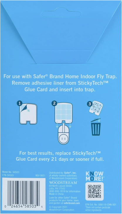 Safer Home Indoor Plug-In Fly Trap - SH502 - Effective Fruit Fly Traps for Indoors, Gnat Traps for House Indoor, 400 Sq Ft Protection - Style: 1 Device + 2 Glue Cards