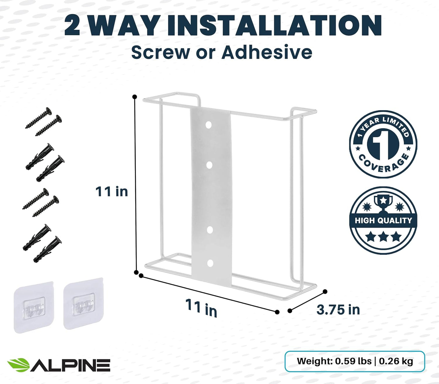 Alpine Glove Holder for Wall Mount - Latex Glove Holder Wire Glove Dispenser for Wall Disposable Glove Box & Tissue Box - Fits 2 Boxes (Black)