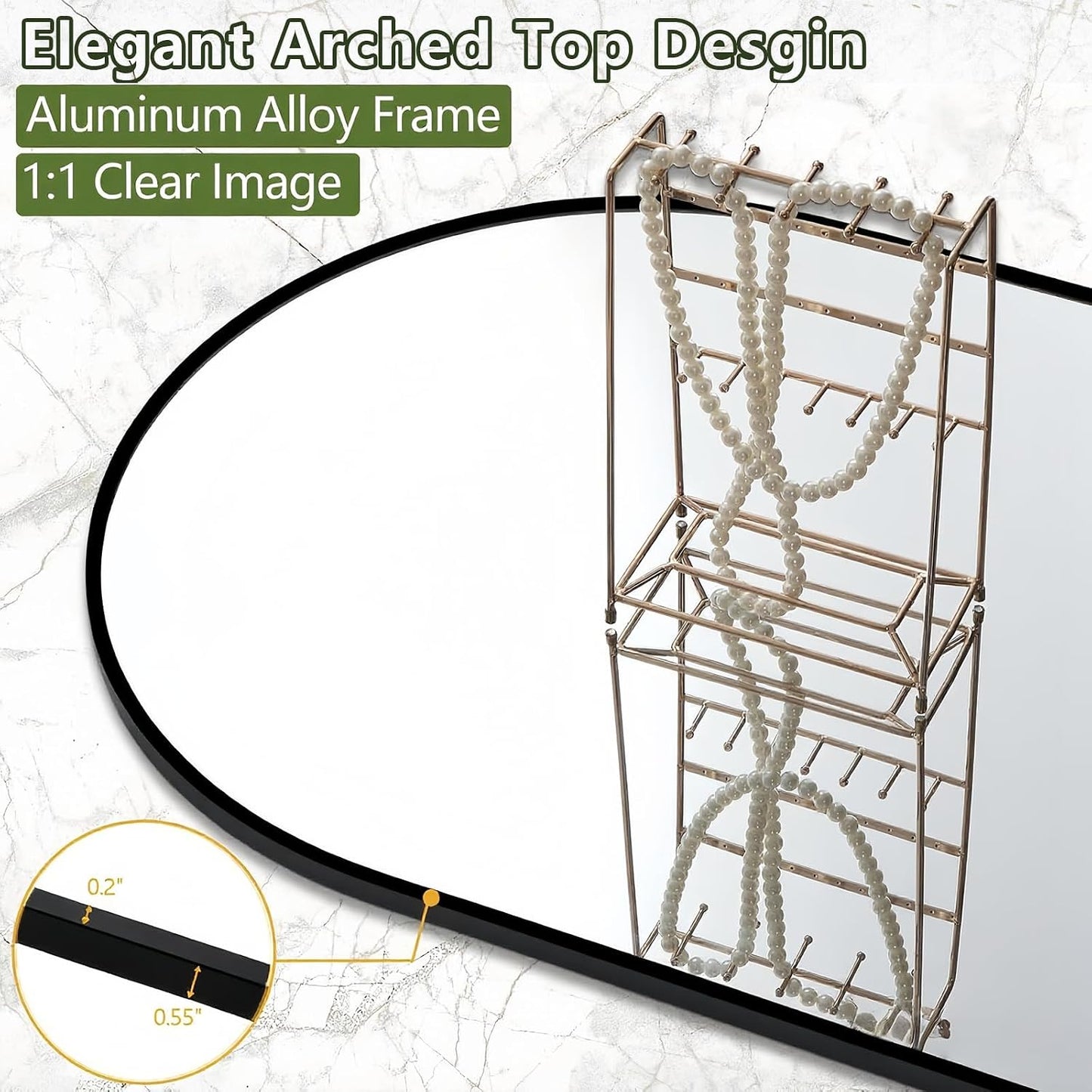 Prywot Arched Full Length Mirror, 70"x26" Free Standing Floor Mirror, Modern Full Body Mirrors with Stand, Wall Mirrors with Aluminum Alloy Frame for Bedroom,Living Room, Gold