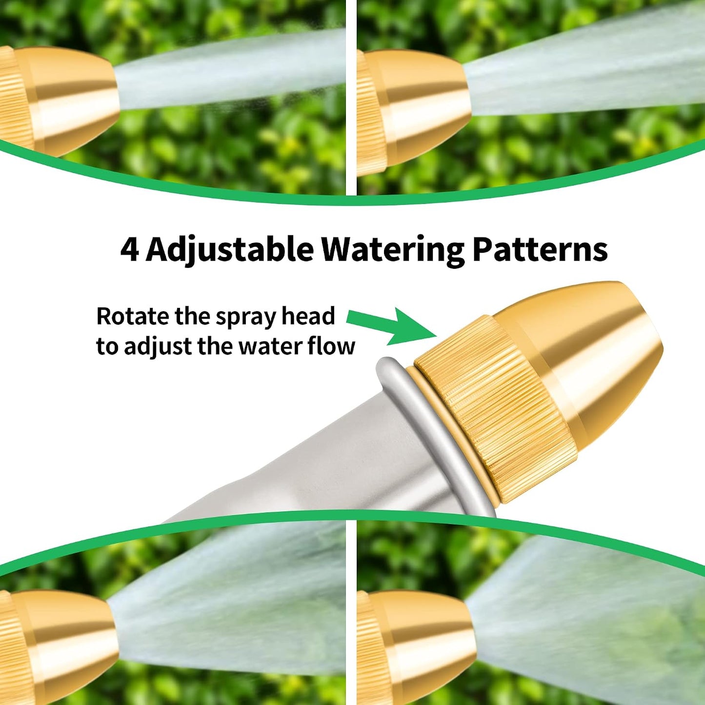 AUTOMAN Garden Hose Nozzle Sprayer - High Pressure 100% Metal Water Spray Nozzle With 4 Patterns - Heavy Duty for Watering Plants, Lawns, Washing Cars & Pets