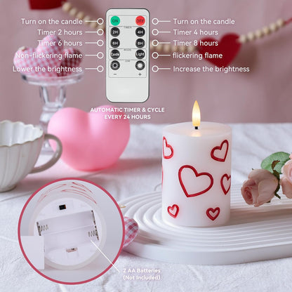 White Flameless Pillar Candles, Battery Operated Wax Candles with Remote, Flat Top Flickering Flameless Candles, LED Candle for Home, Wedding, Party Decor, Set of 3, Φ 3" H 4" 5" 6"