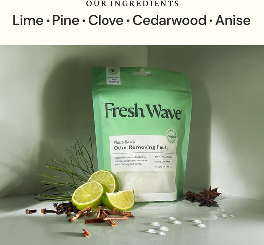 Fresh Wave Odor Eliminating & Deodorizing Packs, Bag of 6 - Safer Odor Relief for Small Spaces, Natural Plant-Based Odor Eliminator, Odor Absorbers for Home
