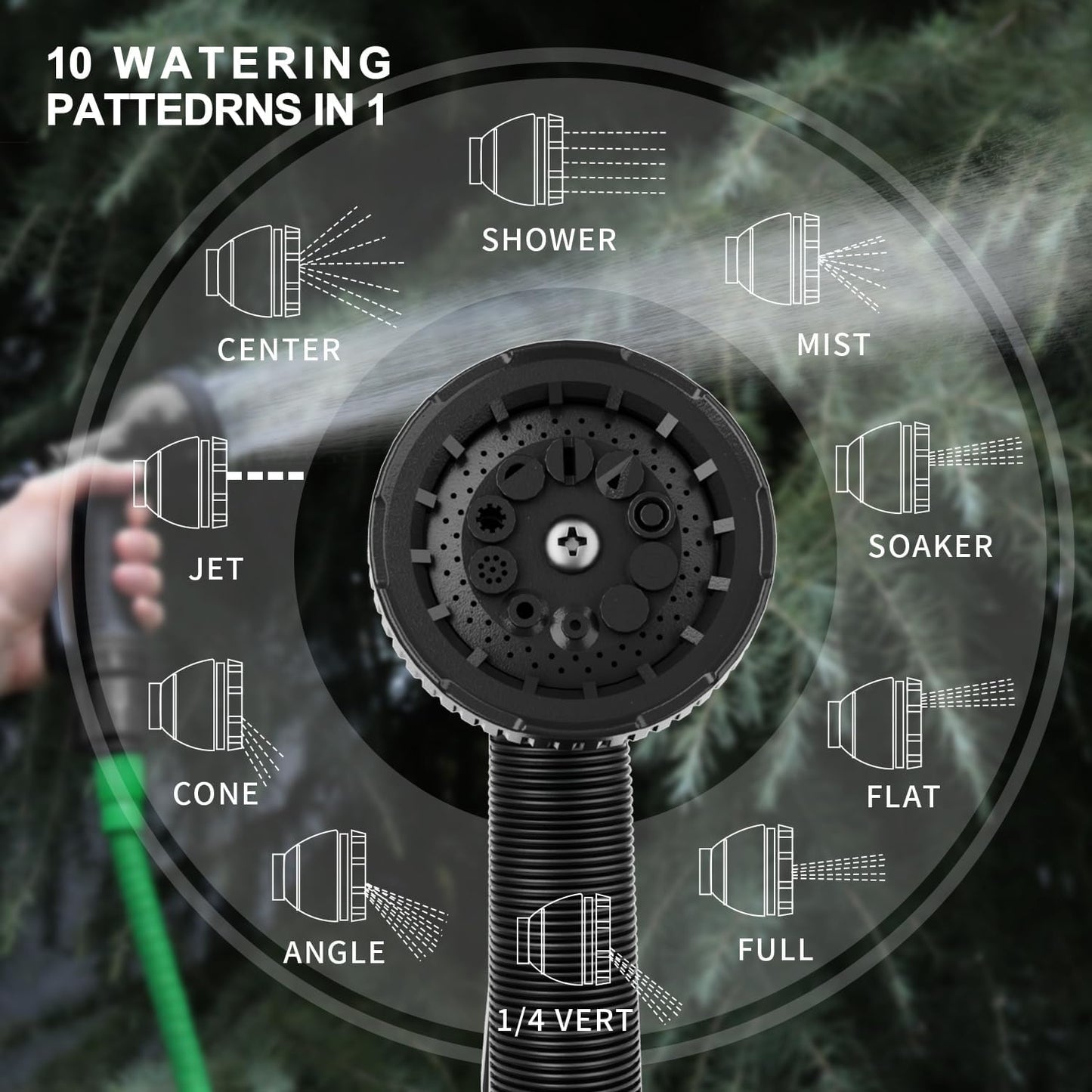 Besiter Garden Hose Nozzle Sprayer: 2 Pack 10 Watering Patterns Spray Nozzles Heavy Duty Hose Head Hose Attachment