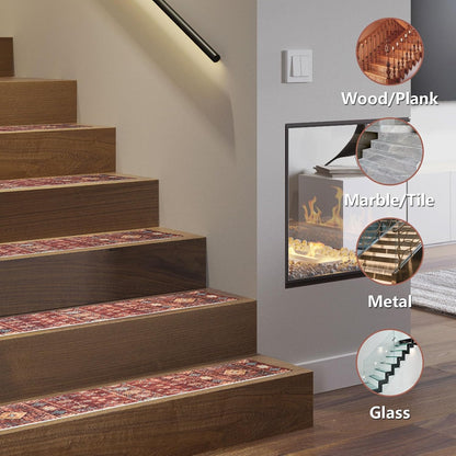 Stair Treads for Wooden Steps, Non Slip Stair Treads Carpet Indoor Residue Free Peel and Stick Washable Stair Covers, Safe for Dogs Kids Elders, Moroccan Beige, 8x30 inch, 1 Pack