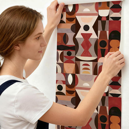 17"x118" Peel and Stick Wallpaper for Renter Friendly, Removable Wallpaper Peel and Stick, Self-Adhesive Textured Contact Paper for Walls, Cabinets, Countertops(Geometric Clay)