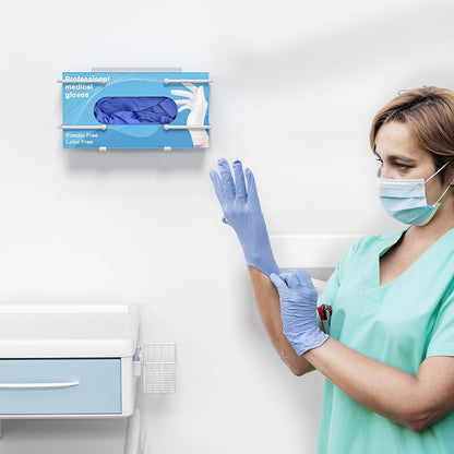 Glove Box Holder, Adhesive Wall-Mounted Metal Dispenser, Tool-Free Organizer for Rubber Latex Gloves, Facial Tissue and Storage, Black