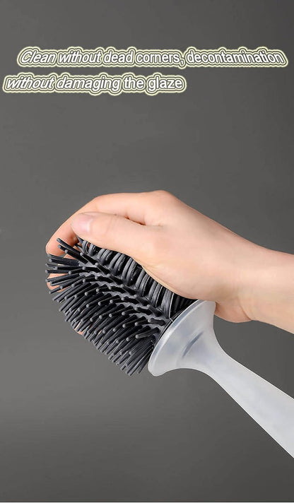 Silicon Toilet Bowl Cleaning Brush Set,Wall Mount Toilet Brush Refillable Toilet Brush Diatom Mud Absorbent Soft Bristled Silicone Toilet Brush