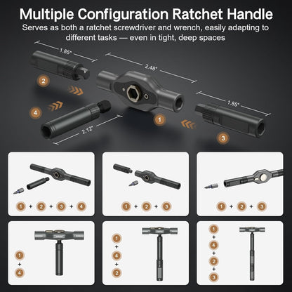 Bomivoi 42 in 1 Magnetic Screwdriver Set, DIY Ratchet Screwdriver Set, Multi Bit Magnetic Drive Set with Detachable Ratchet Handle, Portable Compact Repair Tool Kit for Furniture Computer Bicycle Blue