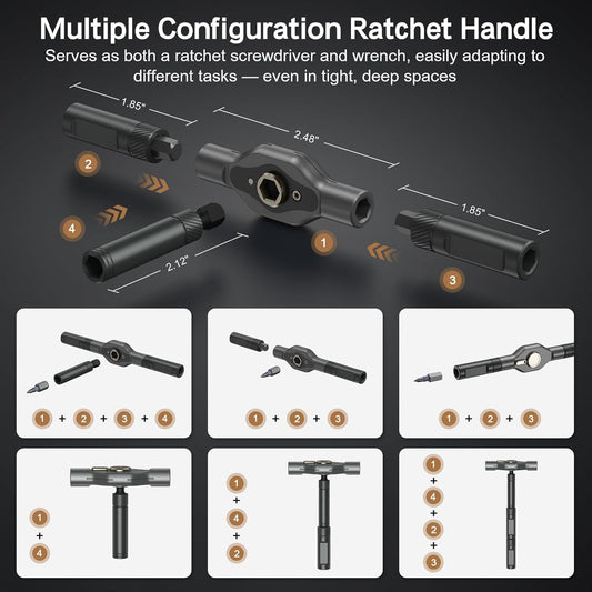 Bomivoi 42 in 1 Magnetic Screwdriver Set, DIY Ratchet Screwdriver Set, Multi Bit Magnetic Drive Set with Detachable Ratchet Handle, Portable Compact Repair Tool Kit for Furniture Computer Bicycle Blue