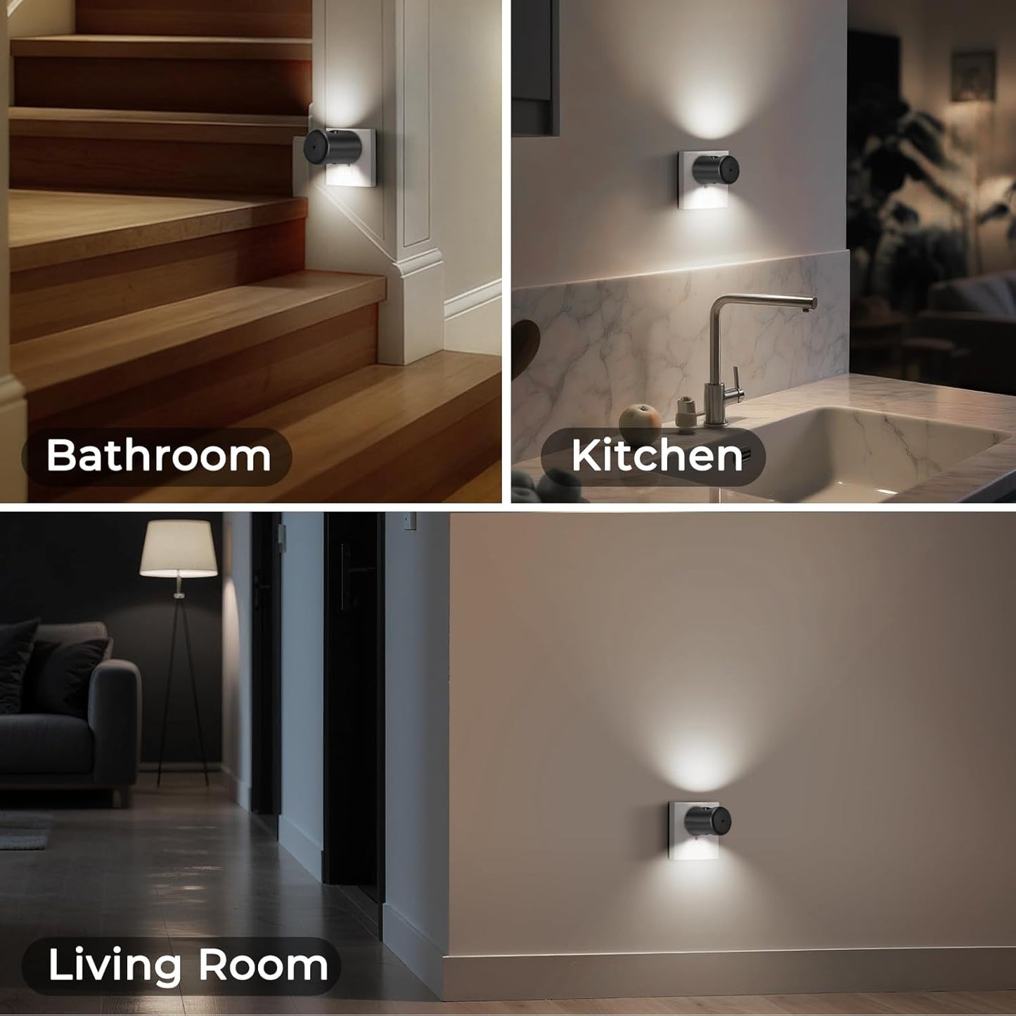 TSEXES LED Motion Sensor Night Lights,Plug-in Motion Activated Night Light,5000K Daylight,Bedroom, Hallway,Bedroom,Kitchen, Stairways, Non-Dimmable,4 Pack