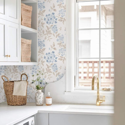 Heroad Peel and Stick Wallpaper Boho Beige Contact Paper Floral Wall Paper Removable Self Adhesive Wallpaper for Cabinet Bedroom Living Room Entryway Walls Bathroom Waterproof Vinyl Roll 17.3''x78.7''