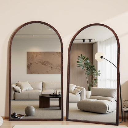 Suidia Full Length Mirror, Oversized Floor Mirror with Solid Wood Frame, Large Standing Mirror for Bedroom Living Room, Wood Art Style, Dark Walnut, 74" L x 32" W