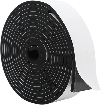 MAGZO Weather Stripping Door Seal, 1/2 Inch Wide X 1/8 Inch Thick Adhesive Foam Tape Soundproof Weatherstripping for Windows, 3 Rolls Total 50FT Black