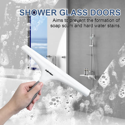 Silicone Shower Squeegee for Glass Doors with Hook, Window Squeegee for Shower Doors, Kitchen, Mirrors and Tiles, Glass Squeegee Bathroom Shower(10 inch, Gray)
