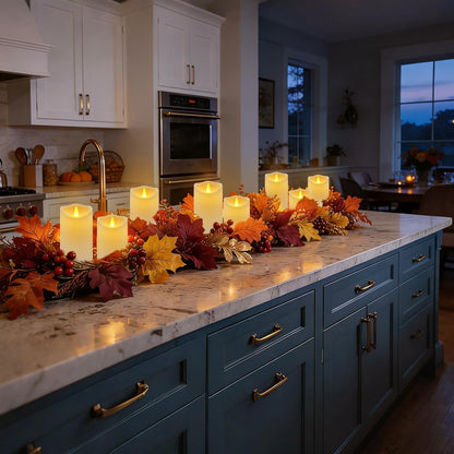 Flameless Candles 4" 5" 6" Set of 3 Ivory Outdoor Indoor Pillars 3" Diameter Battery Operated Flickering Candles Include 10-Key Remote Timer Function 400+ Hours Requires 2 AA Batteries（3 Pack)
