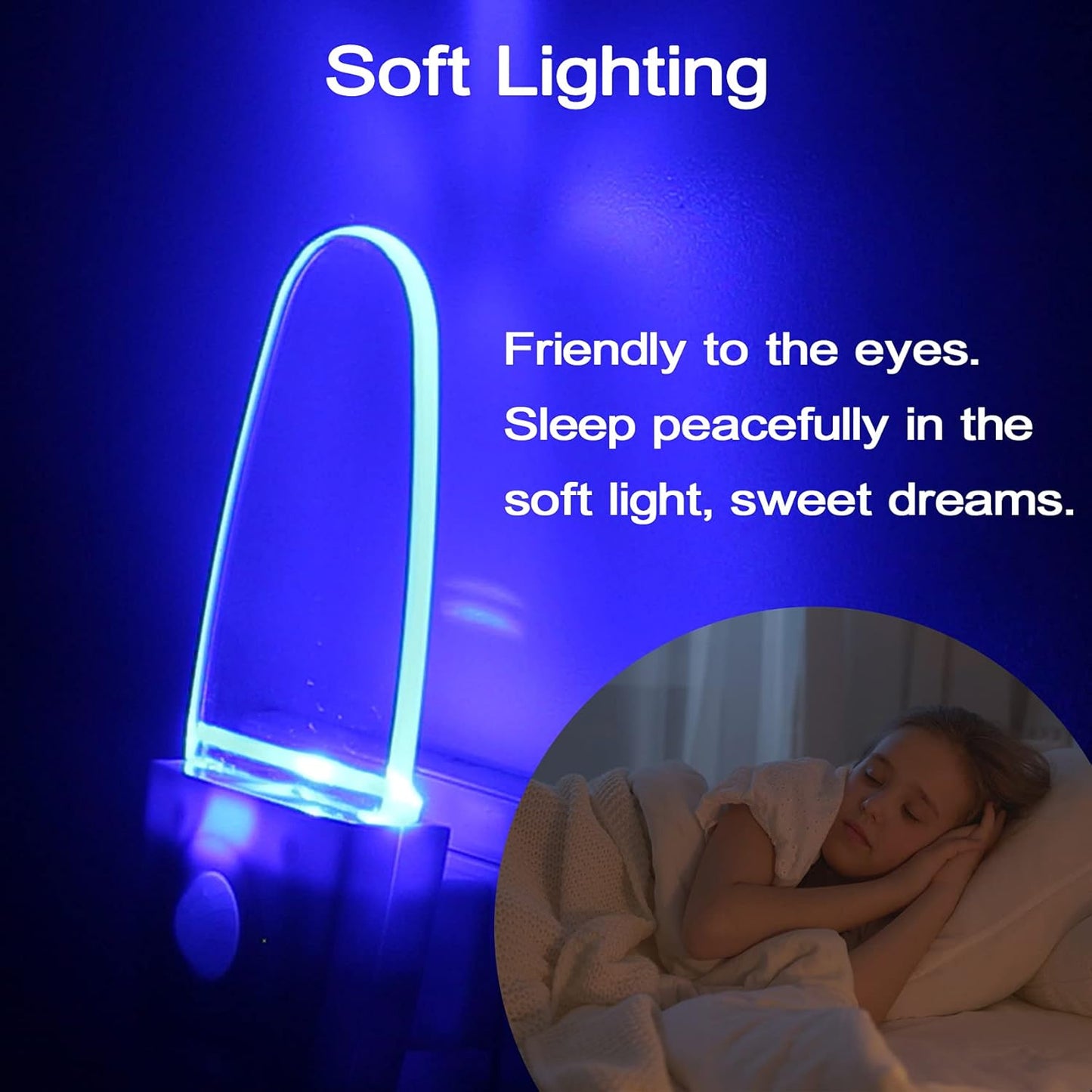 Motion Sensor Night Light 2 Pack, 0.5W Plug in Motion Activated LED Night Lights, Automatic Motion Detector Night Lights for Kids Room, Bedroom, Bathroom, Stair, Toilet, Corridor (Blue)