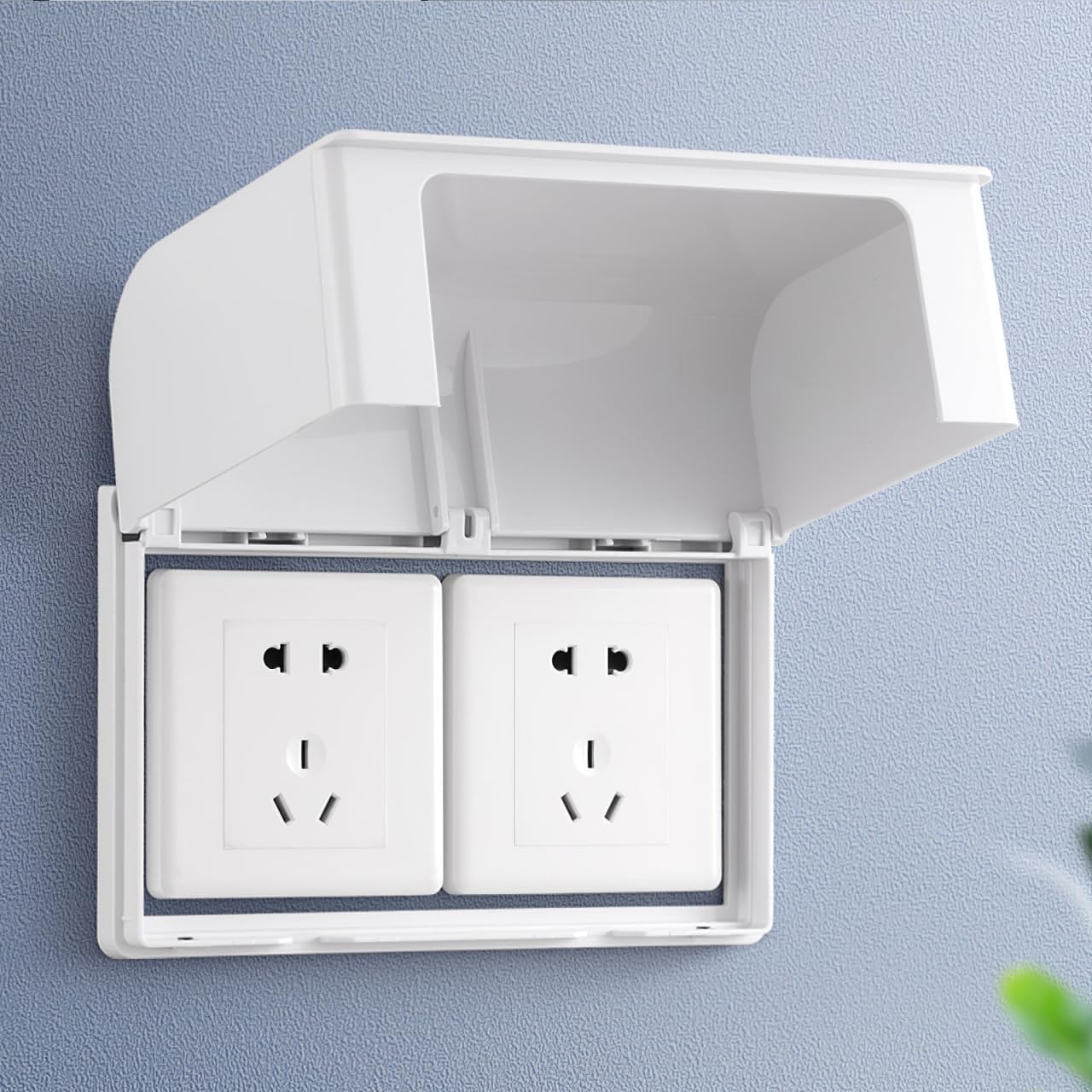 DOITOOL Waterproof Socket Protective Cover Sticky Style Double-Position Thickened Outlet Cover Weatherproof Socket Box for Home Kitchen Bathroom Easy Installation 7.95X4.76X2.95 Inch