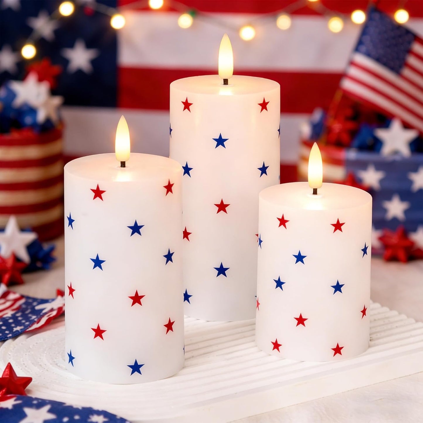 JOIONE Flameless Pillar Candles with Remote, 3 Pack Battery Operated Real Wax LED Candles, LED Candle that Perfect for Home Decorations Fireplace Table, White