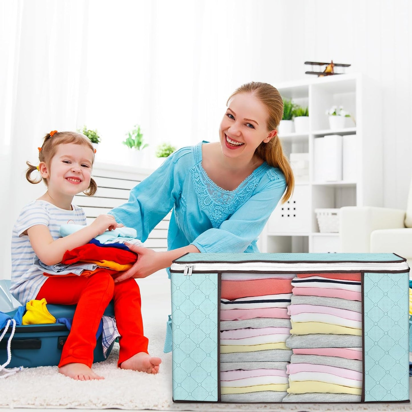 90L Large Storage Bags, 6 Pack Clothes Storage Bins Foldable Closet Organizers Storage Containers with Reinforced Handle for Clothing, Blanket, Comforters, Bed Sheets, Pillows and Toys (Gray)