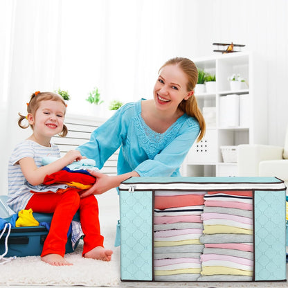 90L Large Storage Bags, 6 Pack Clothes Storage Bins Foldable Closet Organizers Storage Containers with Reinforced Handle for Clothing, Blanket, Comforters, Bed Sheets, Pillows and Toys (Gray)