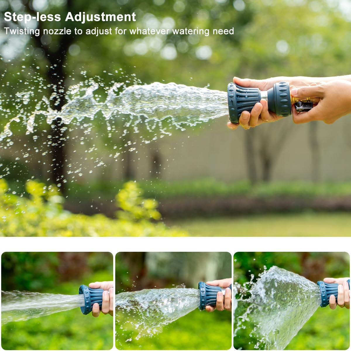 FANHAO Fireman Style Garden Hose Nozzle, Heavy Duty High Pressure Adjustable Sprayer, Leak-Proof Metal Fire Hose Sprayer Nozzle for for Car Washing, Patio Cleaning, Lawn & Pet Showering