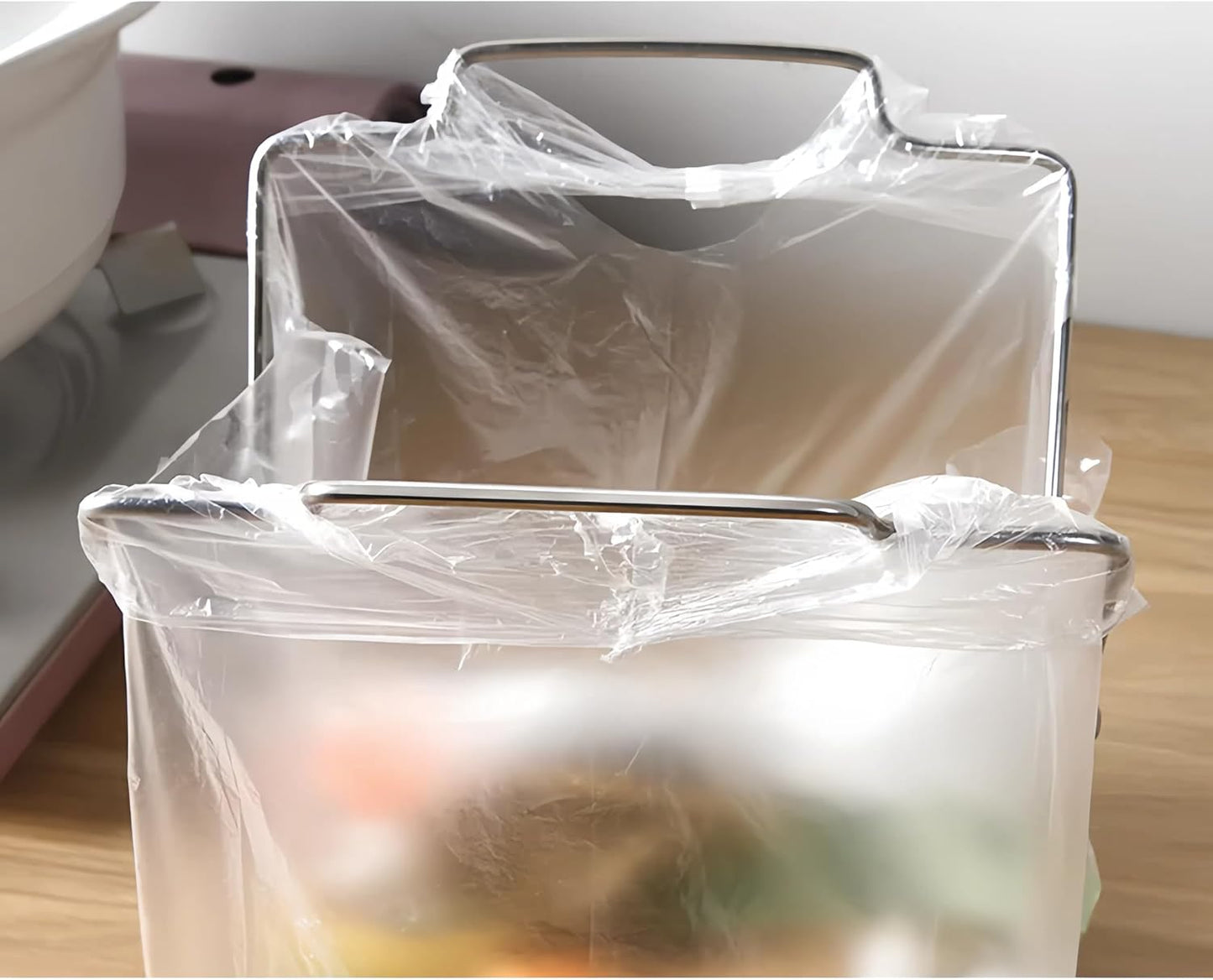 Small Trash Bag Holder Foldable Portable Trash Bag Holder Stand Small Garbage Bag Rack for Kitchen Shelf Food Storage and Plastic Bag Organizer 5.82 oz 2Piece Set