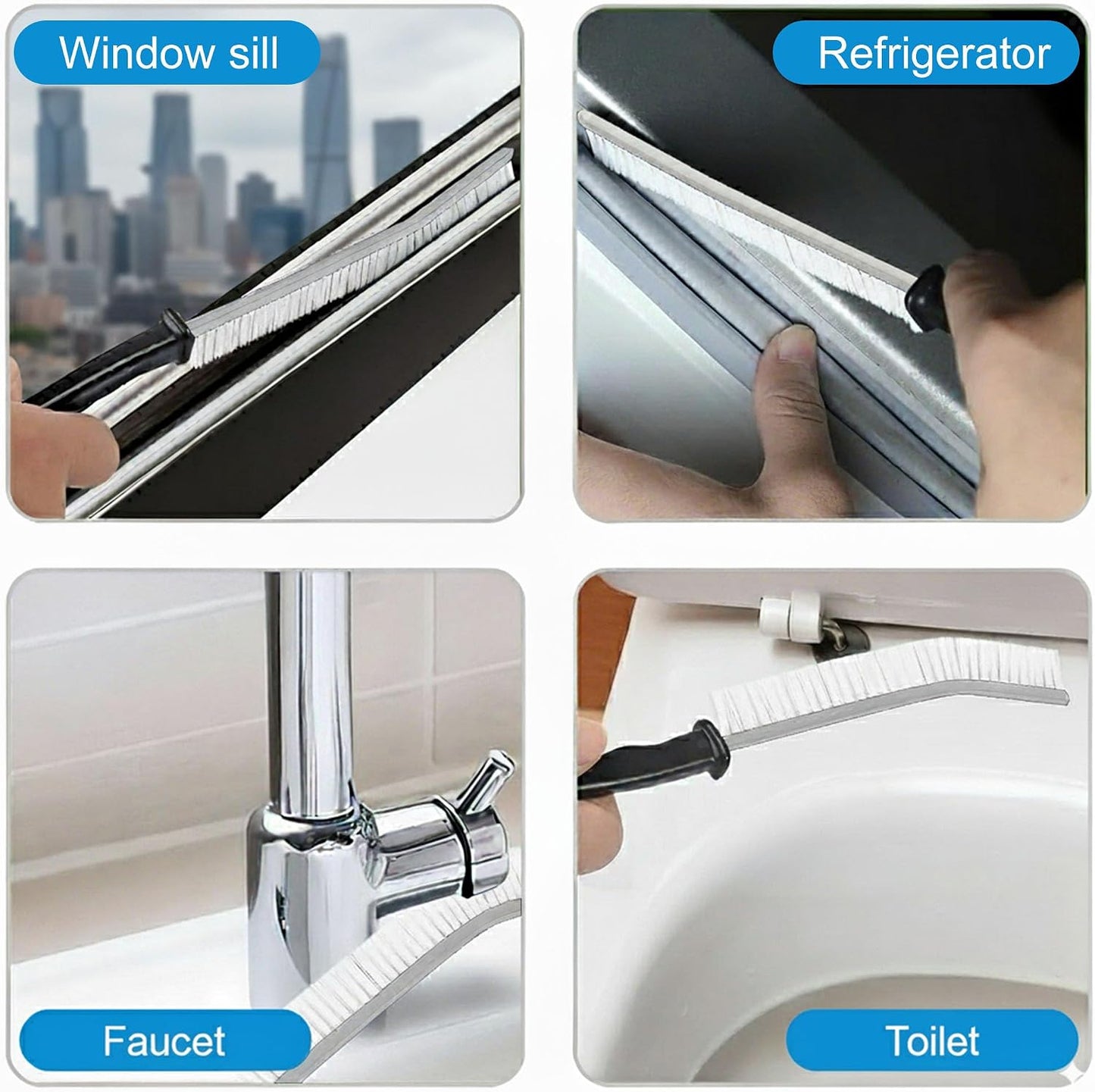 Crevice Cleaning Brushes for Deep Cleaning 6 Pack, Narrow Grout and Gap Scrub Brush Set for Shower, Tile, Sink, Kitchen, Toilet, Bathroom, Household Small Space Cleaning Tool White