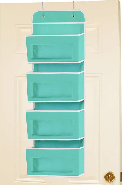 Simple Houseware 6 Clear Window Pocket Over Closet Door Storage Hanging Organizer for Bedroom, Bathroom, Pantry, Beige