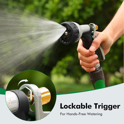 RESTMO Garden Hose Nozzle Heavy Duty, Leak-proof Water Hose Sprayer | 7 Adjustable Spray Patterns, Durable Metal, Flow Control, Ideal for Plants & Lawns Watering, Cars & Pets Washing, Green